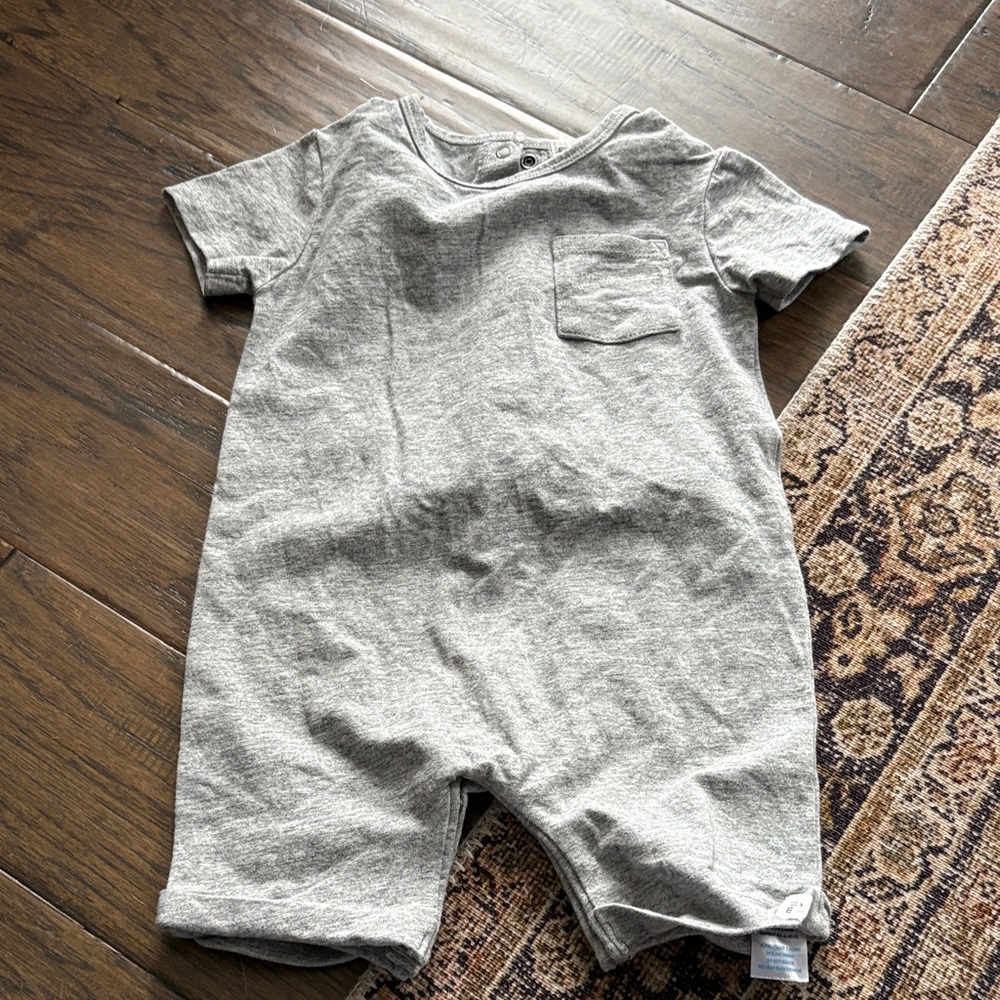 Classic Gray Short-Sleeve Baby Romper